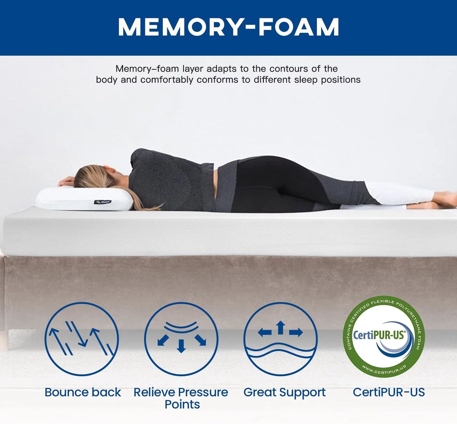 Memory Foam Mattress in a Box Mattresses Certipur-Us Certified Pressure Relieving (6 In, Queen)